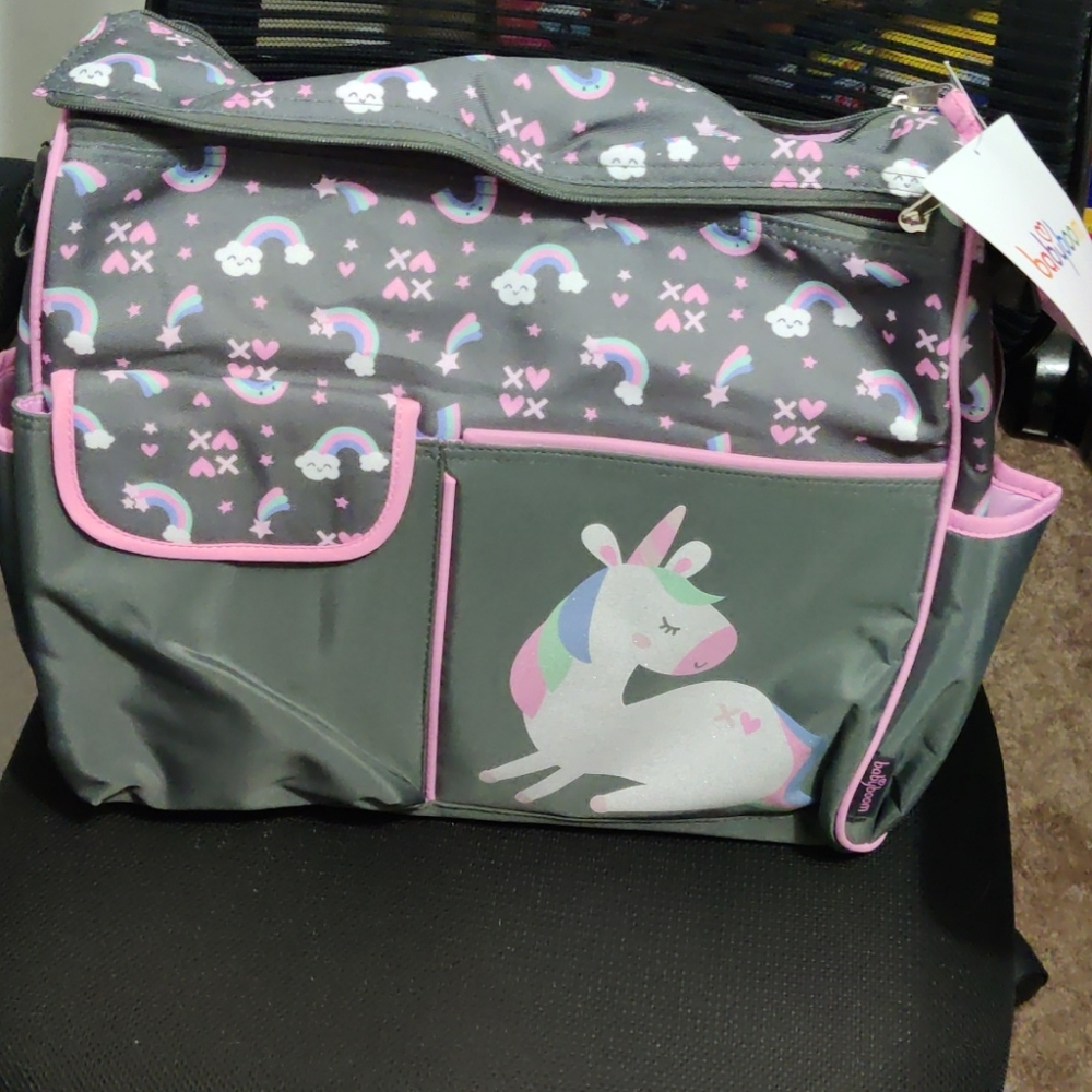 Unicorn diaper bag with changing pad